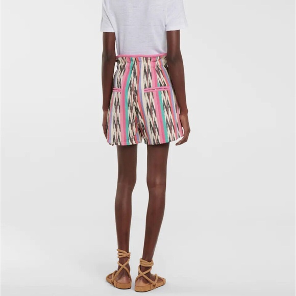 - ISABEL MARANT ÉTOILE Women’s Inima Jacquard Cotton Shorts Colorful Drawstring - Picture 2 of 6